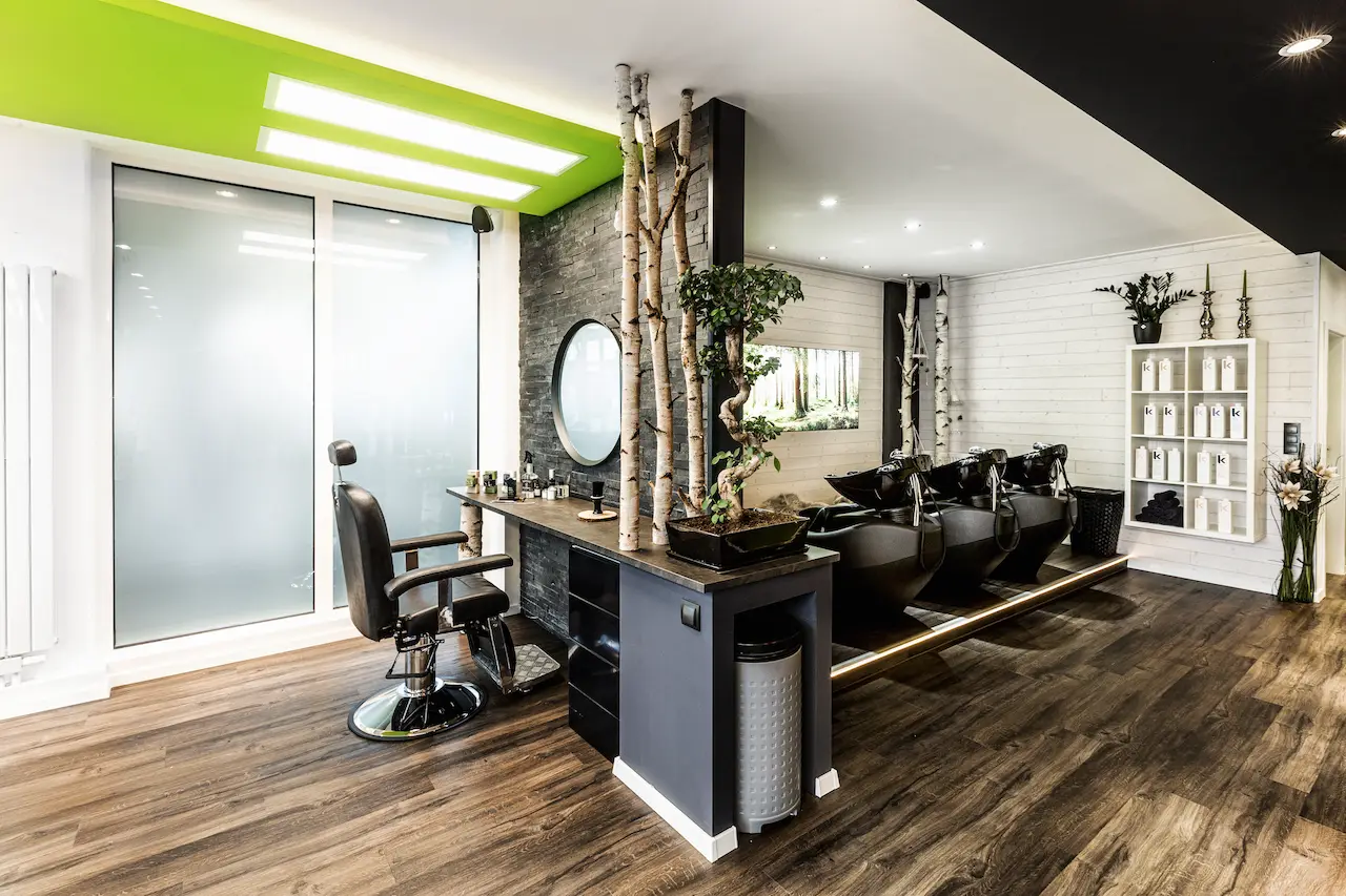 Wash station and barber area